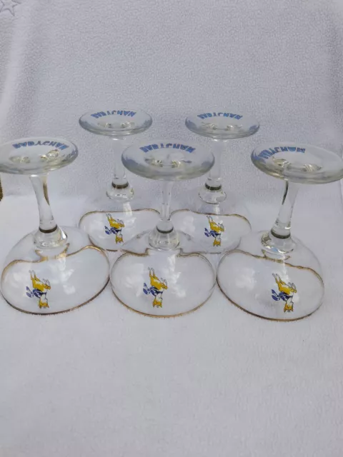 Set of 5 Vintage Babycham Fawn Glasses Retro Glassware Collectible Barware