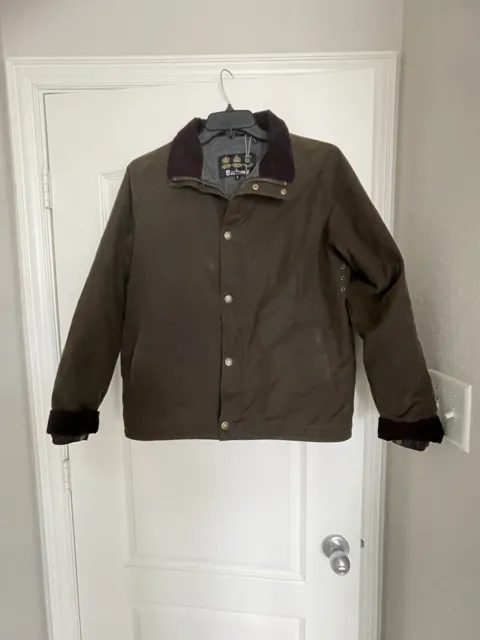 Men's Barbour Bedale Jacket Wax Vintage Olive Green Size Small