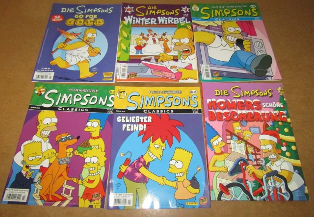 6 Simpsons, verschiedene Comics, Hefte, Classics u.a., mit Liste  - S1/06