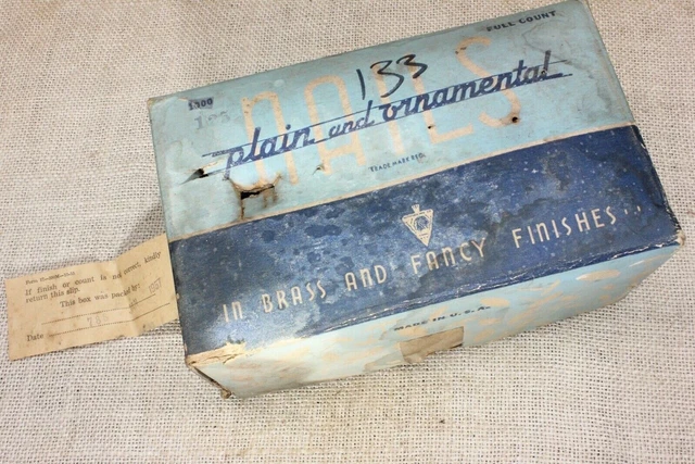 4 Old Brass Tacks 1 1/4” Large Head Patina Tarnished Vintage 1957 Furniture Feet 4