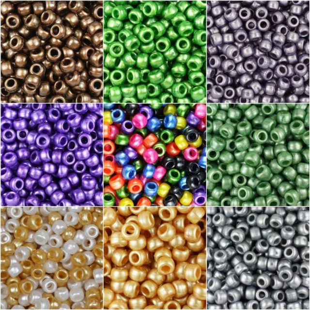 100 Pony Beads 9 x 6MM With 4mm Large Hole 25 COLORS SAME DAY SHIPPING