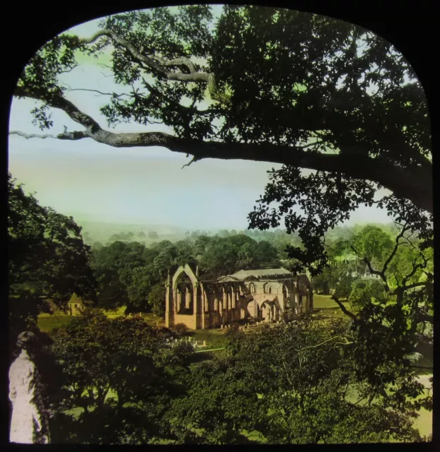 Glass Magic Lantern Slide DISTANT VIEW OF BOLTON ABBEY C1930 PHOTO ENGLAND