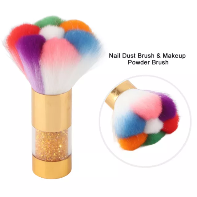 (Gold Handle)Soft Nail Art Dust Remover Powder Brush Cleaner For Acrylic AGS