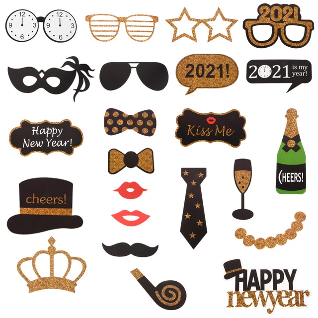 2021 Fiesta de Año Nuevo con accesorios fotográficos accesorios para máquinas expendedoras de fiesta negro