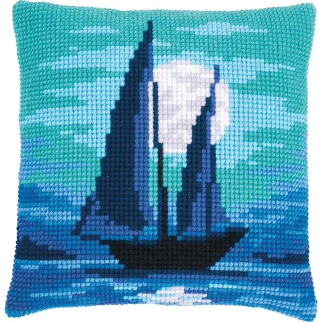 Vervaco ~ Cushion Cross Stitch Kit ~ Sailboat in Moonlight