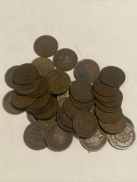 Full Roll Of 50 Indian Head Cents!!!