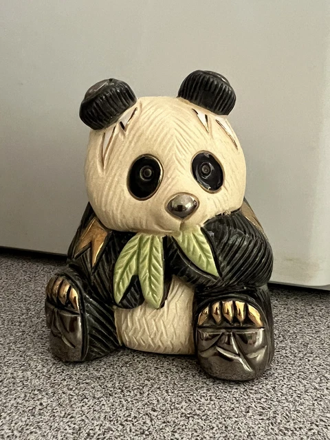De Rosa Rinconada Gold Trim Ceramic Handcrafted Panda Bear Figurine Uruguay