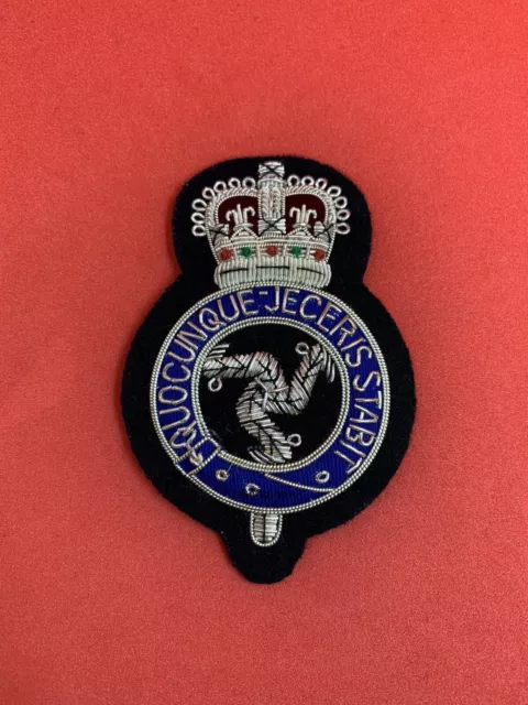Isle Of Man Police Cap Badge Police HandEmbroidered Bullion Wire Hat Badge