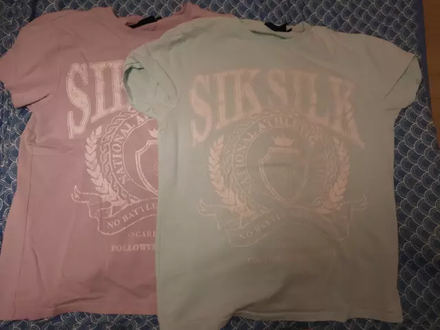 SIKSILK Herren 2x T-Shirt Größe M gebraucht SUPER ZUSTAND Hellblau Lila