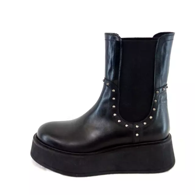 BUKELA Chaussures Femmes Chelsea Boots Bottes Bottines Noir Cuir Taille 37