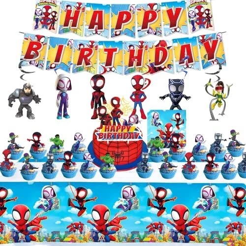 Spiderman Cartoon Birthday Party Supplies, Spidey And His Amazing Friends Lit...