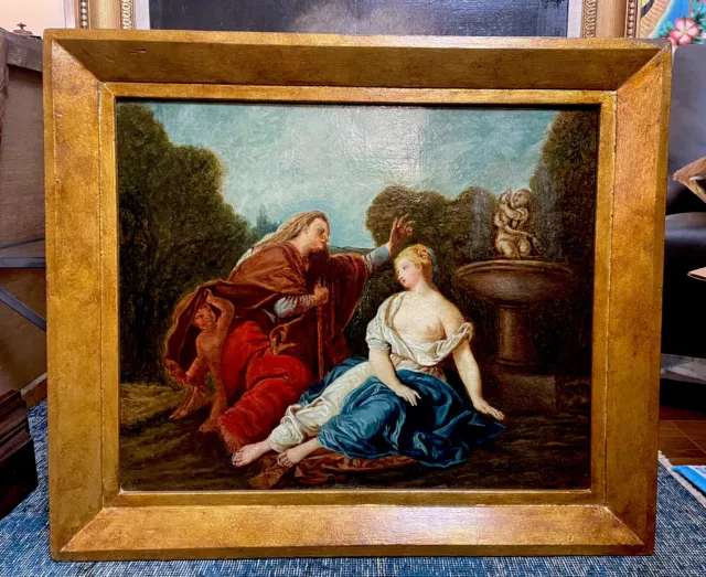 Antique Late 18th Century Italian School Classical Figures in Garden Painting