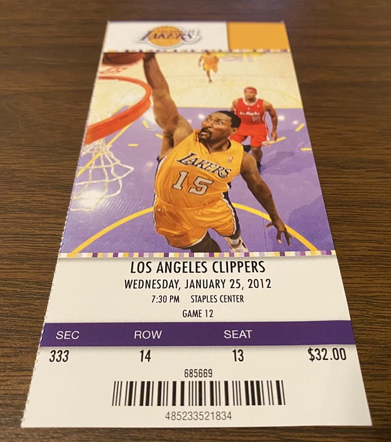 KOBE BRYANT (24 POINTS) vs CLIPPERS 01252012 BILLET JEU COMPLET