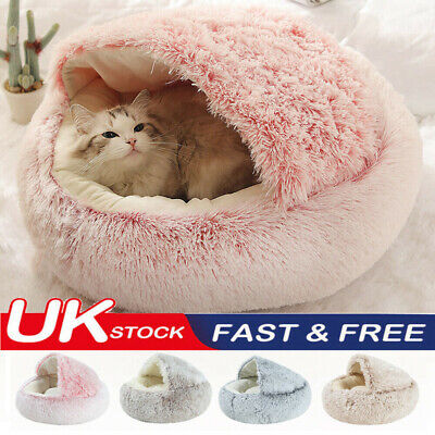 UK Pets Cat Dog Nest Bed Puppy Soft Cave Warm House Spring Sleeping Bag Mat Pad