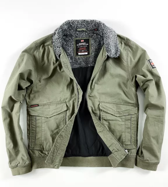 Superdry Jacket Men's Rookie Winter Aviator Bomber Jacket Military Khaki