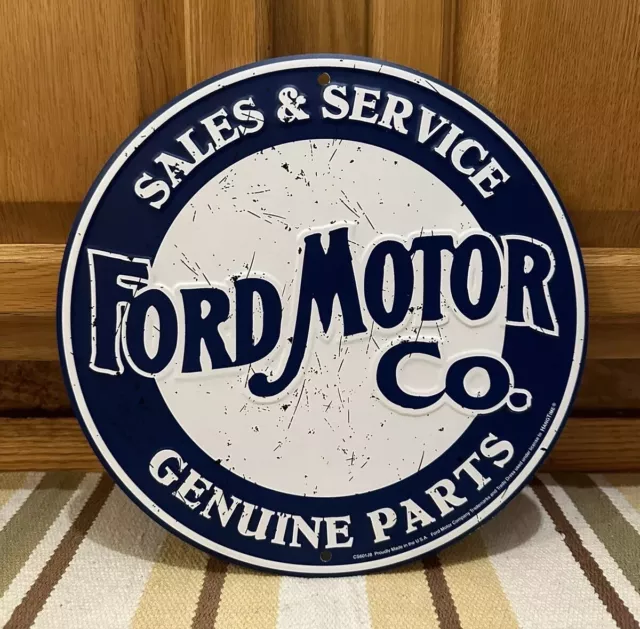 Ford Motor Co Metal Sign Sales & Service Garage Parts Vintage Style Wall Decor