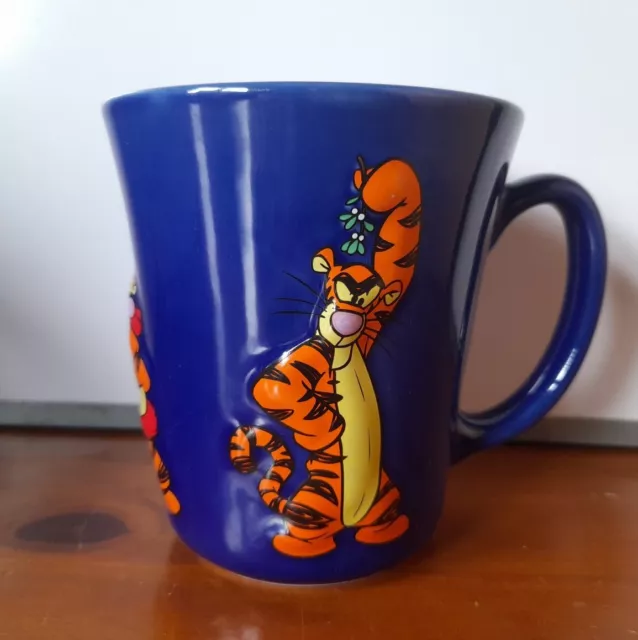 Disney Store 3D Winnie the Pooh " Tigger " Blue Christmas Festive Coffee Mug