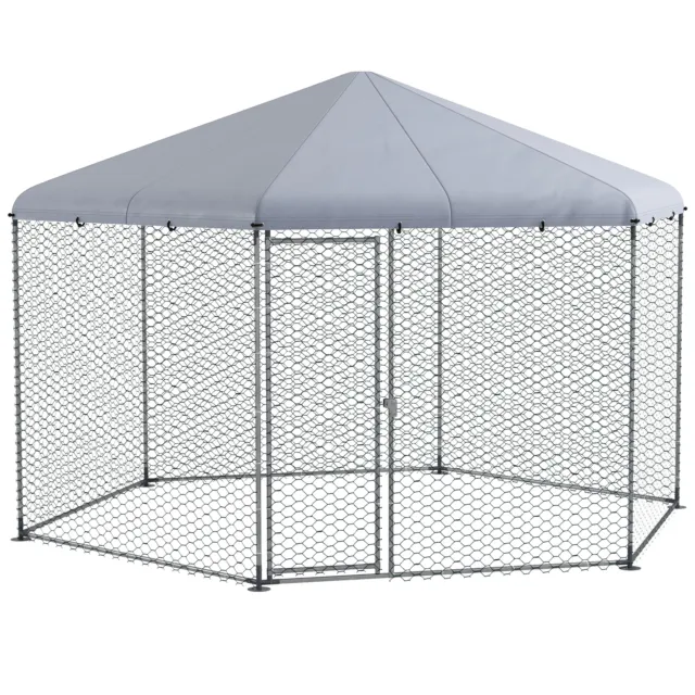 PawHut Walk-in Chicken Run w/ Cover, for 10-15 Chickens, Hens, Rabbits, Ducks