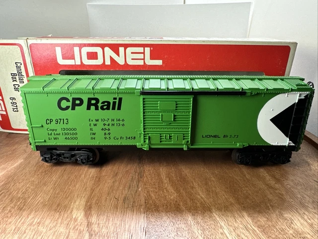 LIONEL MPC ERA O GAUGE CP RAIL GREEN CP 9713 Box Car In ORIGINAL BOX from 1973