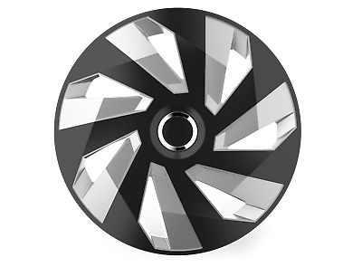Wheel Trims 15" Hub Caps Vector RC Plastic Covers Set of 4 Black Silver Fit R15 2