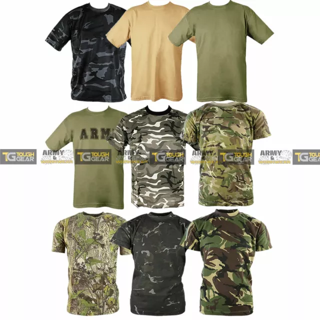 Mens Camouflage Camo T-Shirt Short Sleeve Army Military Hunting Fishing Combat