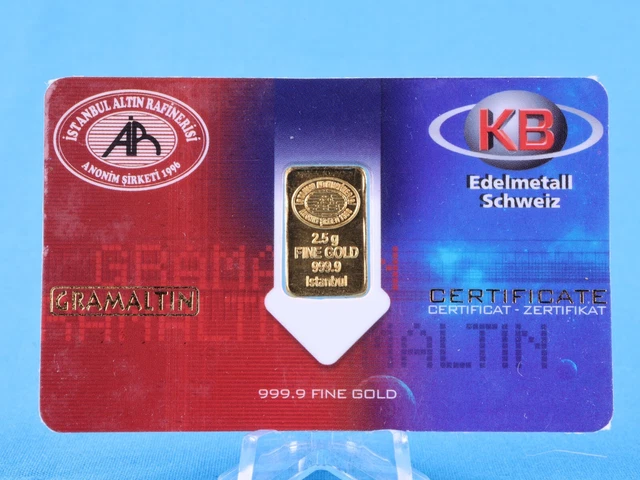 Gold Bars KB Precious Metal Switzerland 2.5 Grams 999.9 Gold in Blistercard 050503