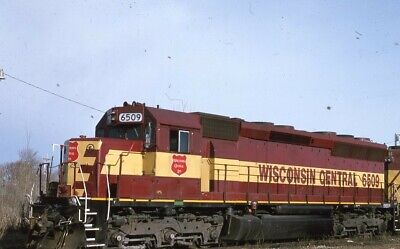 WC WISCONSIN CENTRAL Railroad Train Locomotive 6509 FOND DU LAC WI Photo Slide
