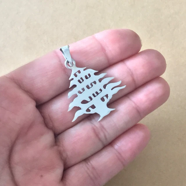 Cedar Lebanese Tree Emblem Solid Mexican 925 Silver Taxco Unisex Shiny Pendant