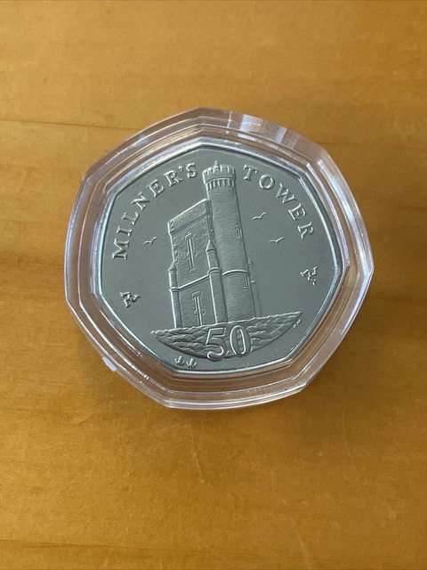 Isle of Man 2005 Fifty Pence,50p MILNERS TOWER DIE AA BU Excellent Condition