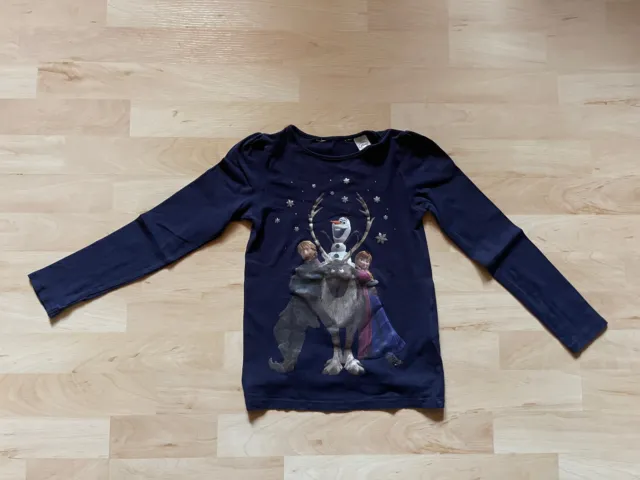 DISNEY FROZEN Longsleeve 122 T-Shirt Oberteil Anna +Elsa Eiskönigin Kinder