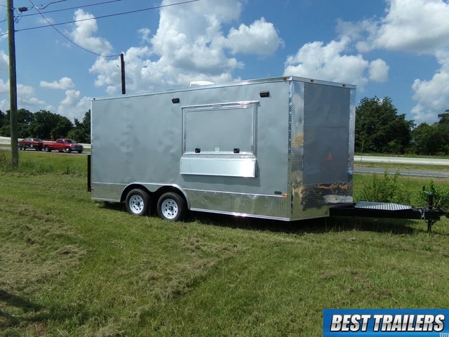 8 x 16 enclosed concession trailer vending cargo silverwindow w sinks finished