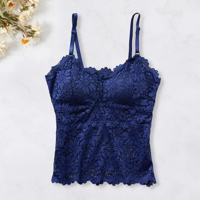 Camisole Top Wire Free Push Up Sweet Hollow Lace Underwear Top Solid Color