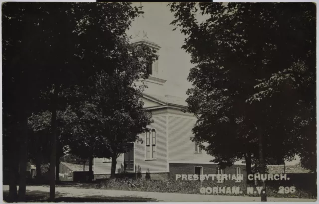 1908 RPPC - Real Photo Postcard, Presbyterian Church, Gorham, NY