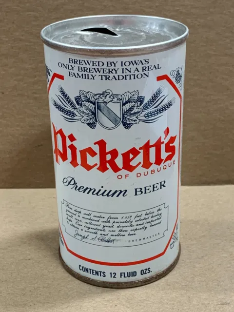 Pickett's Of Dubuque Premium Beer 12 oz Pull Tab Can Dubuque Iowa