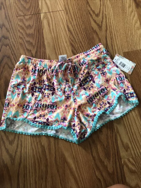 Pink Rose Juniors Mint Print Shorts Size Medium