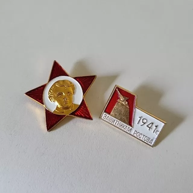 Vintage Russian Soviet Pin Badges Lenin Oktyabryonok Star USSR Propaganda