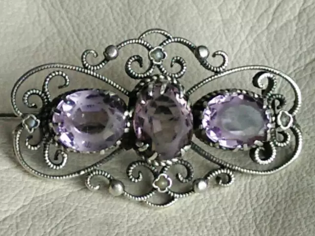 broche argent Ancienne XIX ème Strass poinçon.