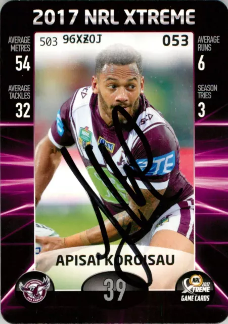 ✺Signed✺ 2017 MANLY SEA EAGLES NRL Card APISAI KOROISAU