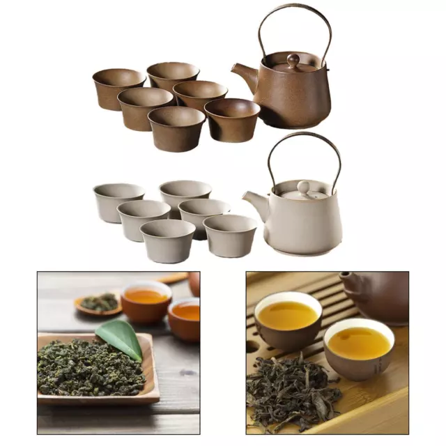 Théière traditionnelle en céramique avec couvercle et 6 tasses, pour usage
