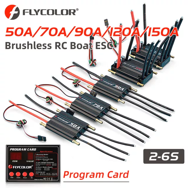 Flycolor 50A Brushless ESC 2-6S Impermeabile con BEC per barche a getto a benzina RC