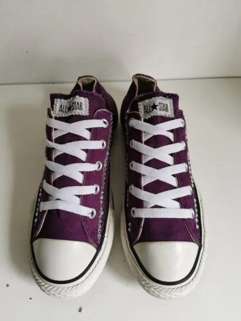 Zapatillas Bajas Converse All Star Ct Uk 2.5 Eu 35 Niñas Niños Púrpura Blanco