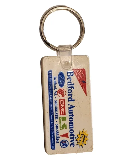 Vintage Bedford Automotive Car Dealership Plastic Keychain Virginia