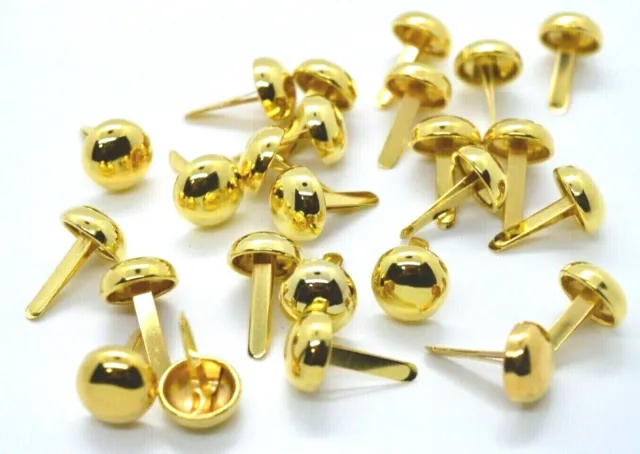 40x Gold 8mm Large Dome Paper Fasteners Clips Crafts Split Pins 