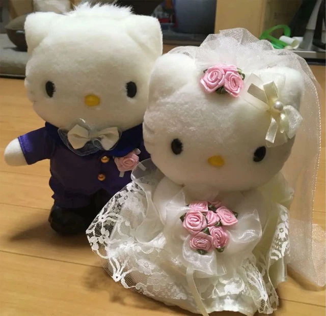 Sanrio Hello Kitty Daniel Wedding Doll 2 Set Plush Toy Tie Flower Dress Japan