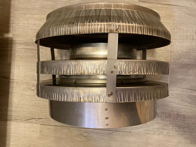 8” Stainless Steel Utility Top Cap for Triple Wall Chimneys. New Old Stock.