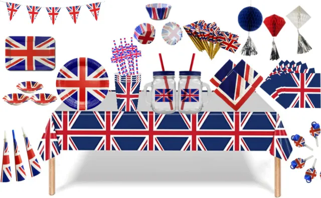 King Charles Coronation Union Jack Theme Party Decorations Tableware Supplies UK