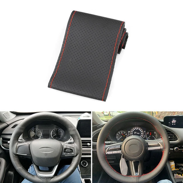 Black-red line Leather For CR-V Corolla Prius For Steering Wheel Cover