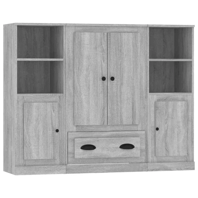 AX Credenza 3 Mobiletti 132x35.5x103.5cm Grigio Sonoma Minimalista Nuovo 3185325
