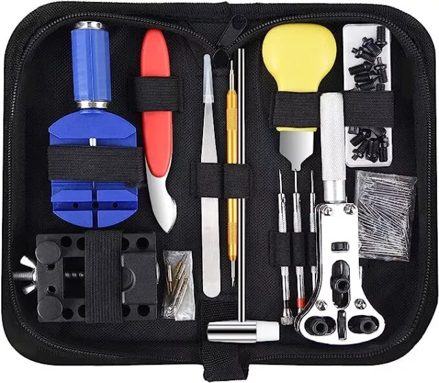 147PCS Watch Repair Tool Kit Back Case Opener Remover Spring Pin Bars Watchmaker