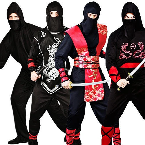 NINJA WARRIOR MENS Fancy Dress Japanese Samurai Martial Arts Adults